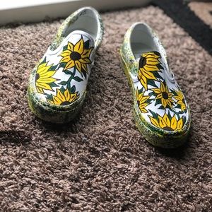 Custom flower slip on vans